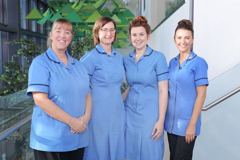 A photo of the clinical nurse specialist team from the Colorectal and Peritoneal Oncology Centre at The Christie.